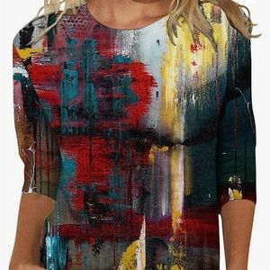 3/4 Sleeve Multicolor Knit Top